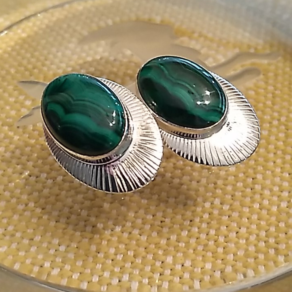 Malachite Silver Earrings